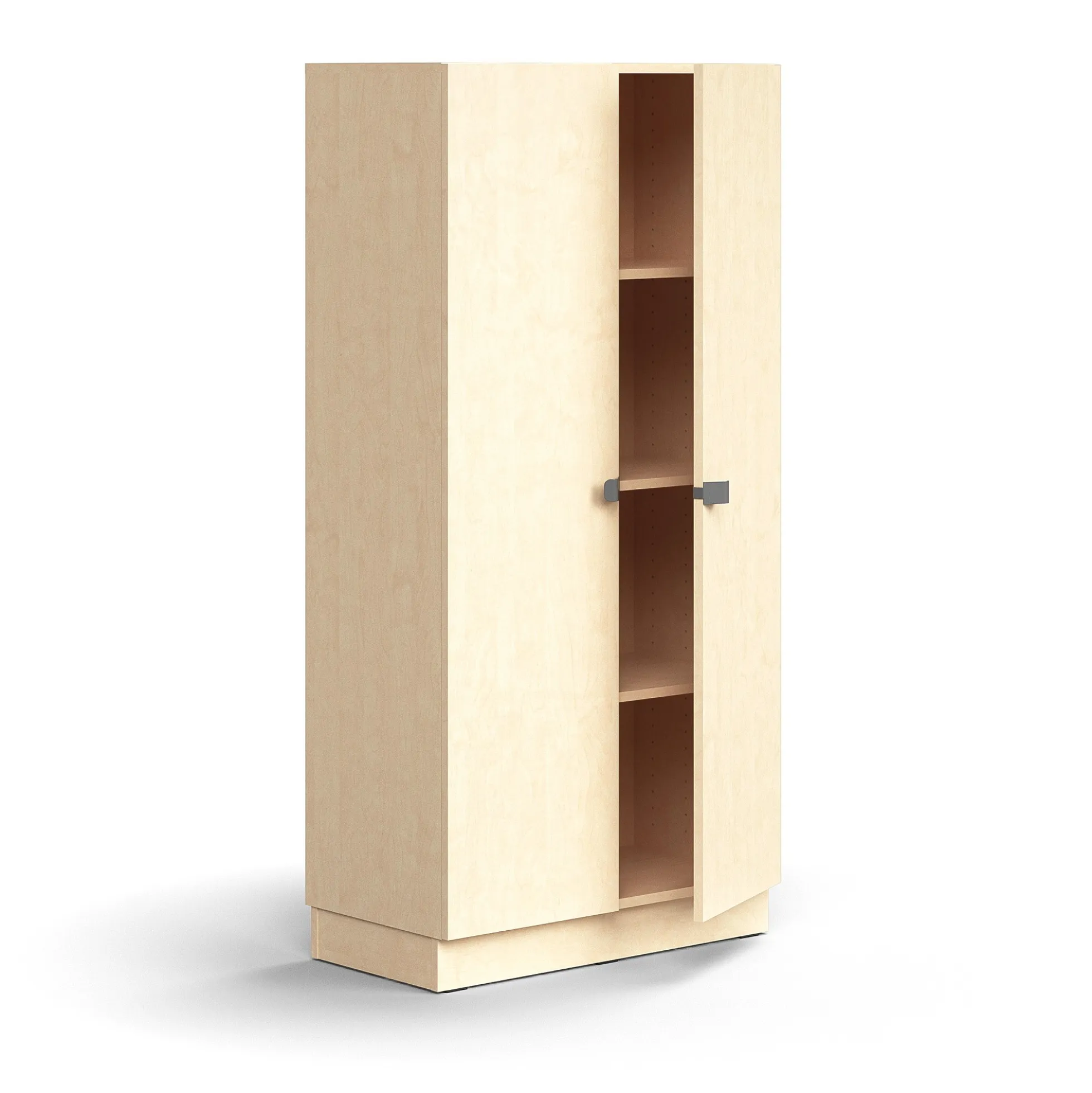 Kaappi QBUS 3 hyllytasoa, sokkeli, kahvat, 1636x800x420 mm, koivu