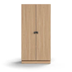 Kaappi QBUS 3 hyllytasoa, sokkeli, kahvat, 1636x800x420 mm, tammi