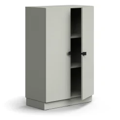 Kaappi QBUS 2 hyllytasoa, sokkeli, kahvat, 1252x800x420 mm, vaaleanharmaa