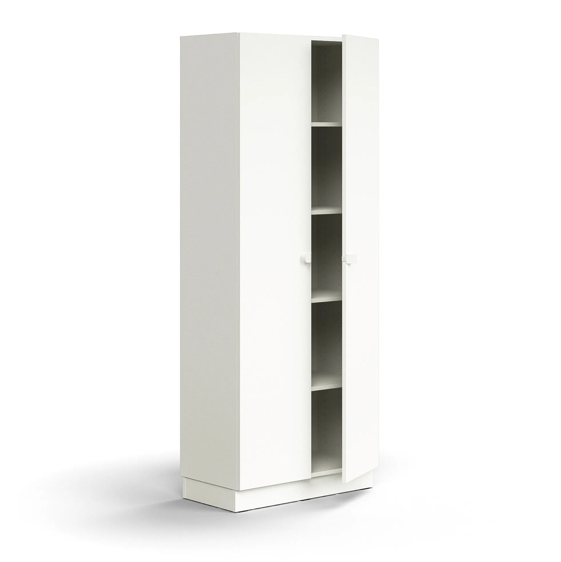 Kaappi QBUS 4 hyllytasoa, sokkeli, kahvat, 2020x800x420 mm, valkoinen