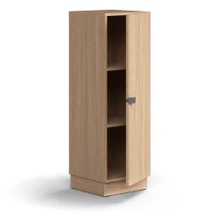 Kaappi QBUS 2 hyllytasoa, sokkeli, kahva, 1252x400x420 mm, tammi