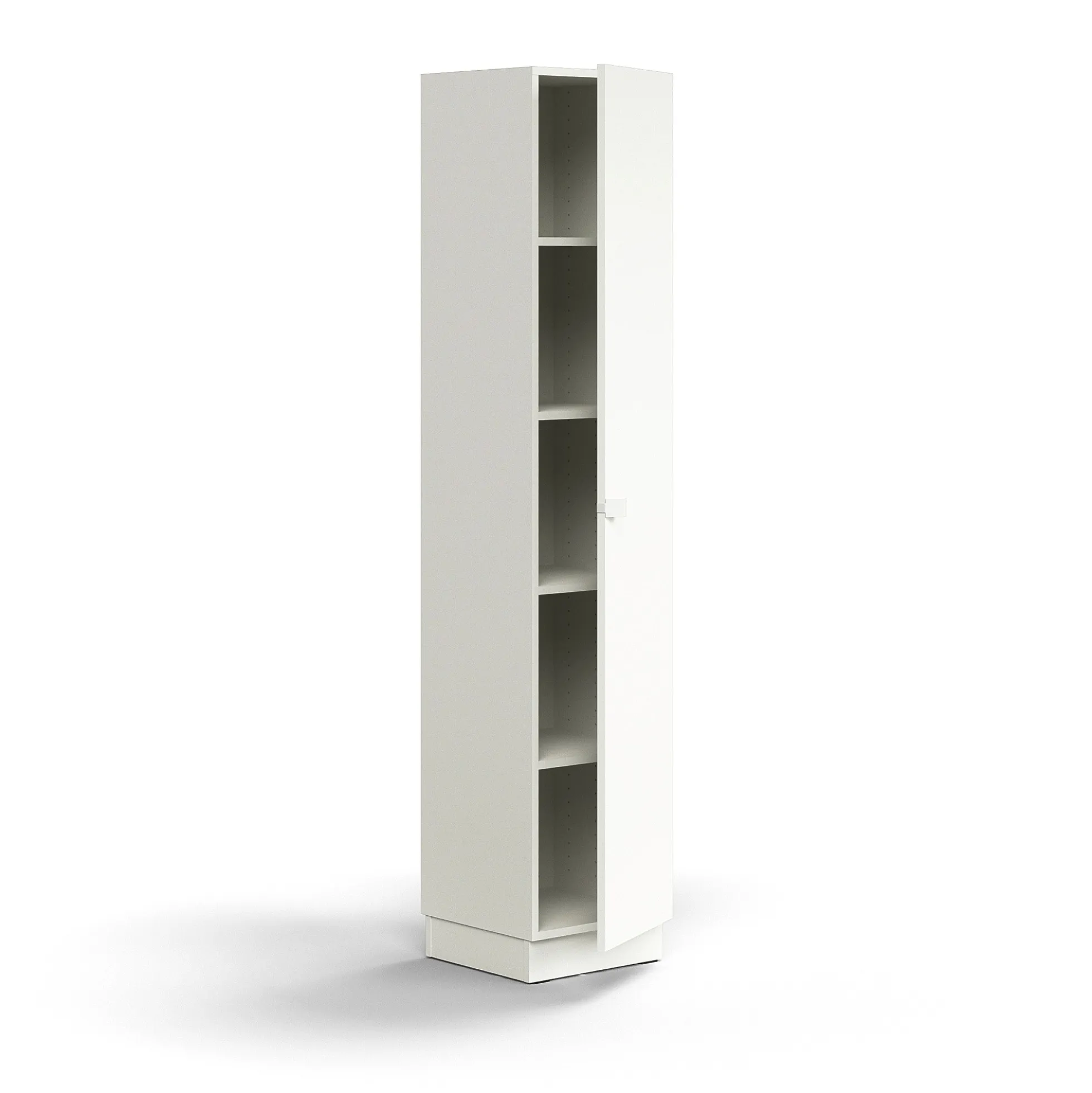 Kaappi QBUS 4 hyllytasoa, sokkeli, kahva, 2020x400x420 mm, valkoinen