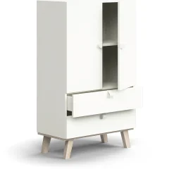 Kaappi QBUS 2 hyllytasoa + 2 vetolaatikkoa, jalusta, kahvat, 1332x800x420 mm, valkoinen
