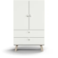 Kaappi QBUS 2 hyllytasoa + 2 vetolaatikkoa, jalusta, kahvat, 1332x800x420 mm, valkoinen