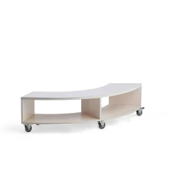 Kaareva hylly RICO Pyörällinen, 500x1500x375 mm, valkoinen
