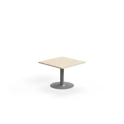 Kahvipöytä ALVA 700x700x500 mm, lattiaan kiinnitettävä, korkeapainelaminaatti, hopea/koivu