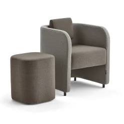 Kalusteryhmä COMFY Nojatuoli ja jakkara, jalat, villakangas, hiekka/ruskea