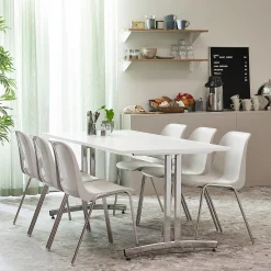 Kalusteryhmä SANNA + SIERRA 1 pöytä ja 6 tuolia, harmaa/kromi