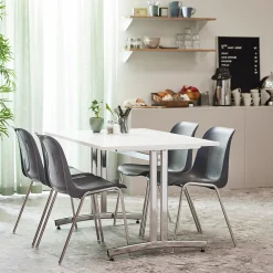 Kalusteryhmä SANNA + SIERRA 1 pöytä ja 4 tuolia, tummanharmaa/kromi