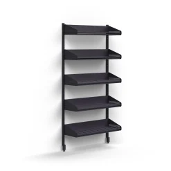 Kenkähylly ENTRY 5 hyllytasoa, perusosa, seinämalli, 1800x900x300 mm, antrasiitinharmaa
