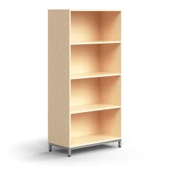 Kirjahylly QBUS 3 hyllytasoa, jalusta, 1636x800x400 mm, hopeanharmaa, koivu