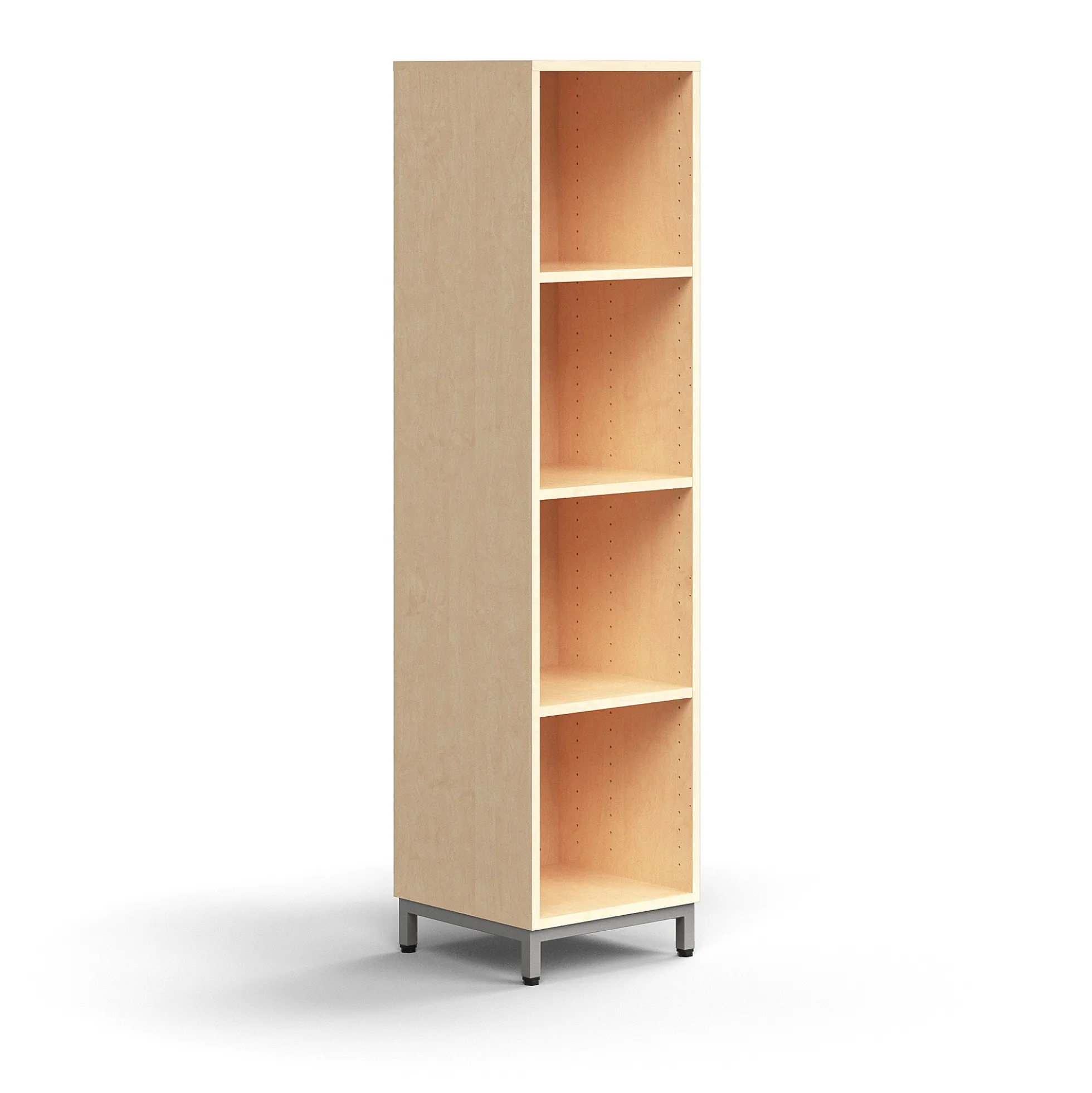 Kirjahylly QBUS 3 hyllytasoa, jalusta, 1636x400x400 mm, hopeanharmaa, koivu