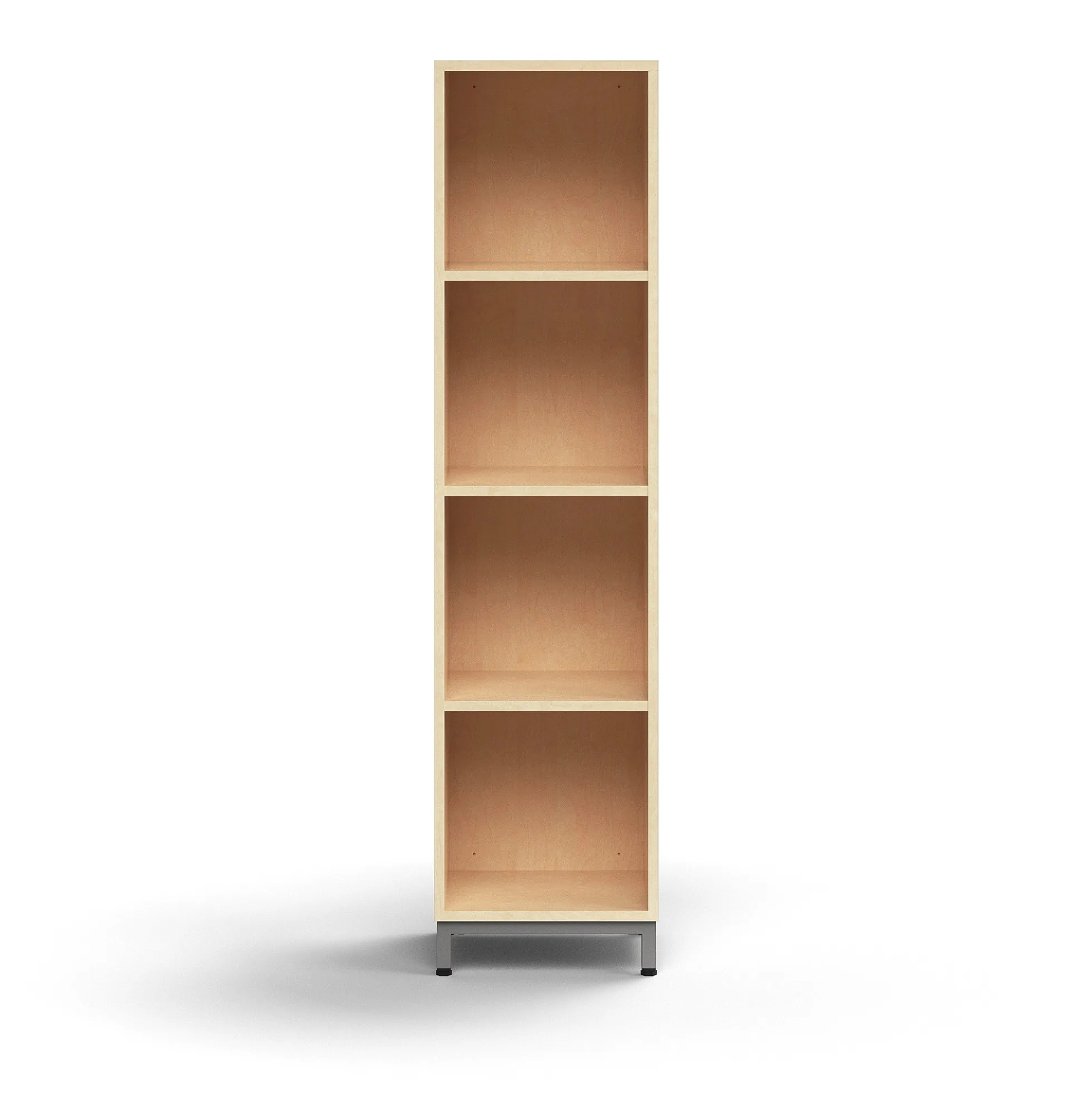 Kirjahylly QBUS 3 hyllytasoa, jalusta, 1636x400x400 mm, hopeanharmaa, koivu