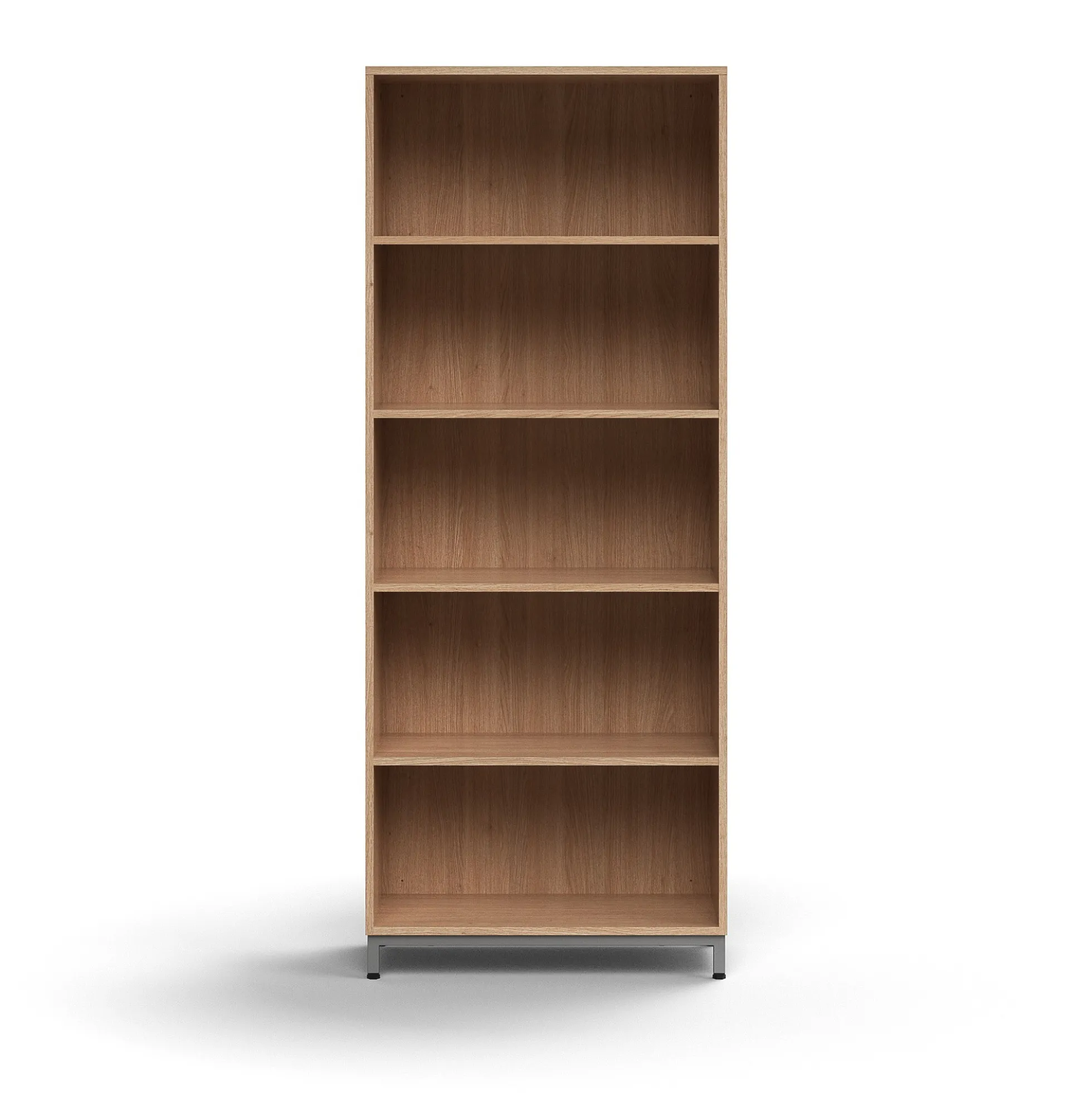 Kirjahylly QBUS 4 hyllytasoa, jalusta, 2020x800x400 mm, hopeanharmaa, tammi