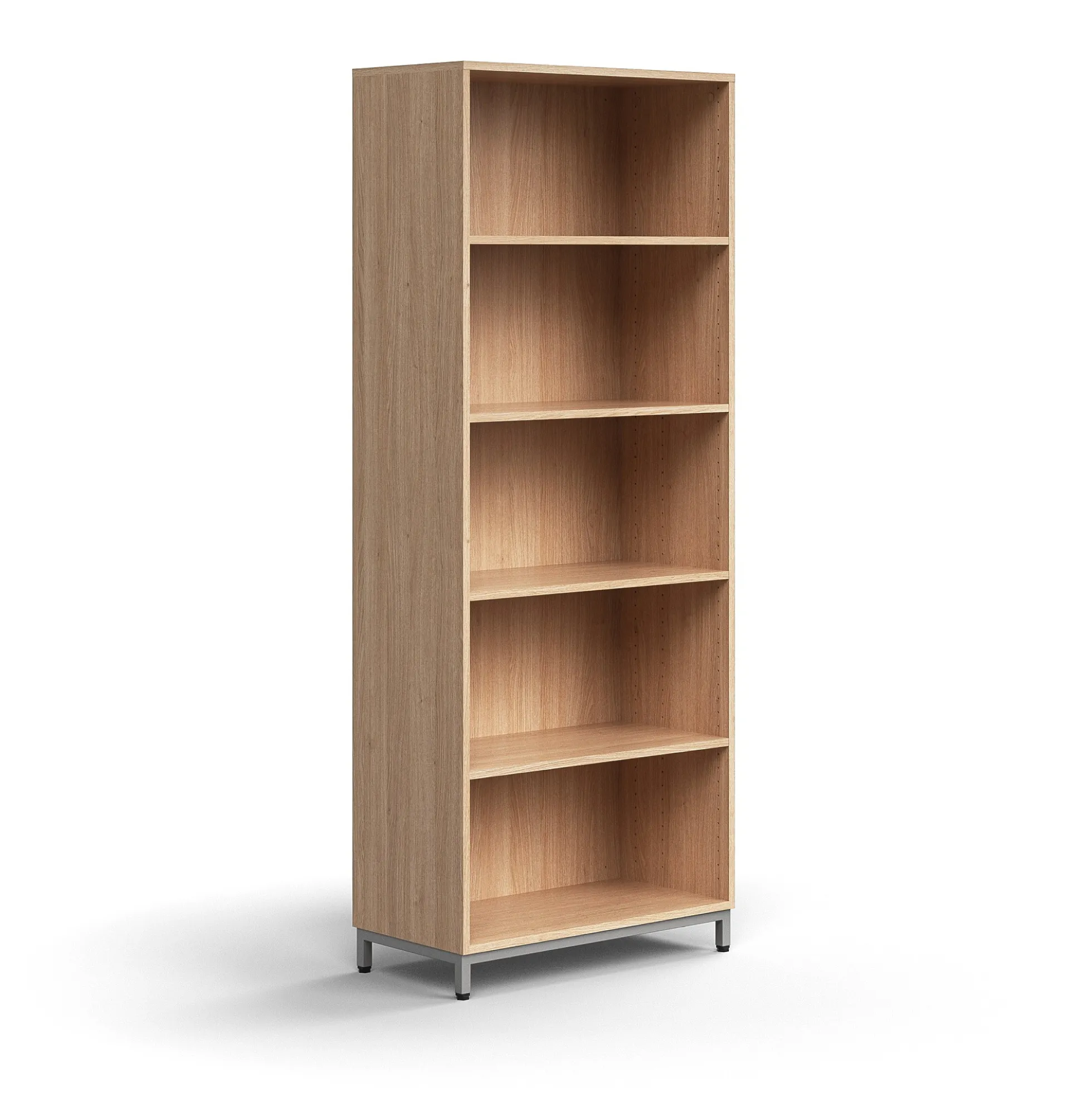 Kirjahylly QBUS 4 hyllytasoa, jalusta, 2020x800x400 mm, hopeanharmaa, tammi