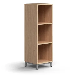Kirjahylly QBUS 2 hyllytasoa, jalusta, 1252x400x400 mm, hopeanharmaa, tammi