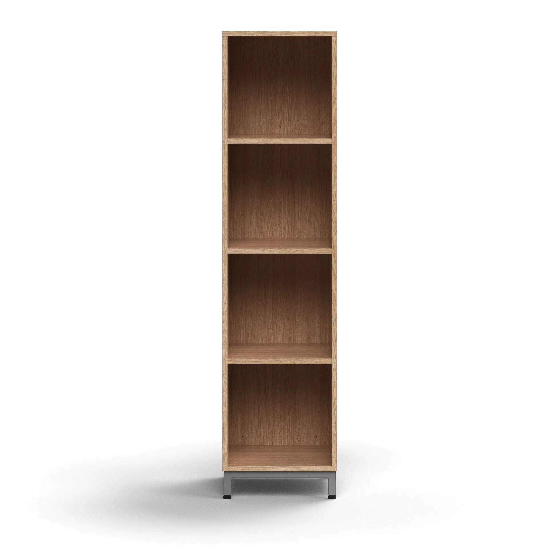 Kirjahylly QBUS 3 hyllytasoa, jalusta, 1636x400x400 mm, hopeanharmaa, tammi