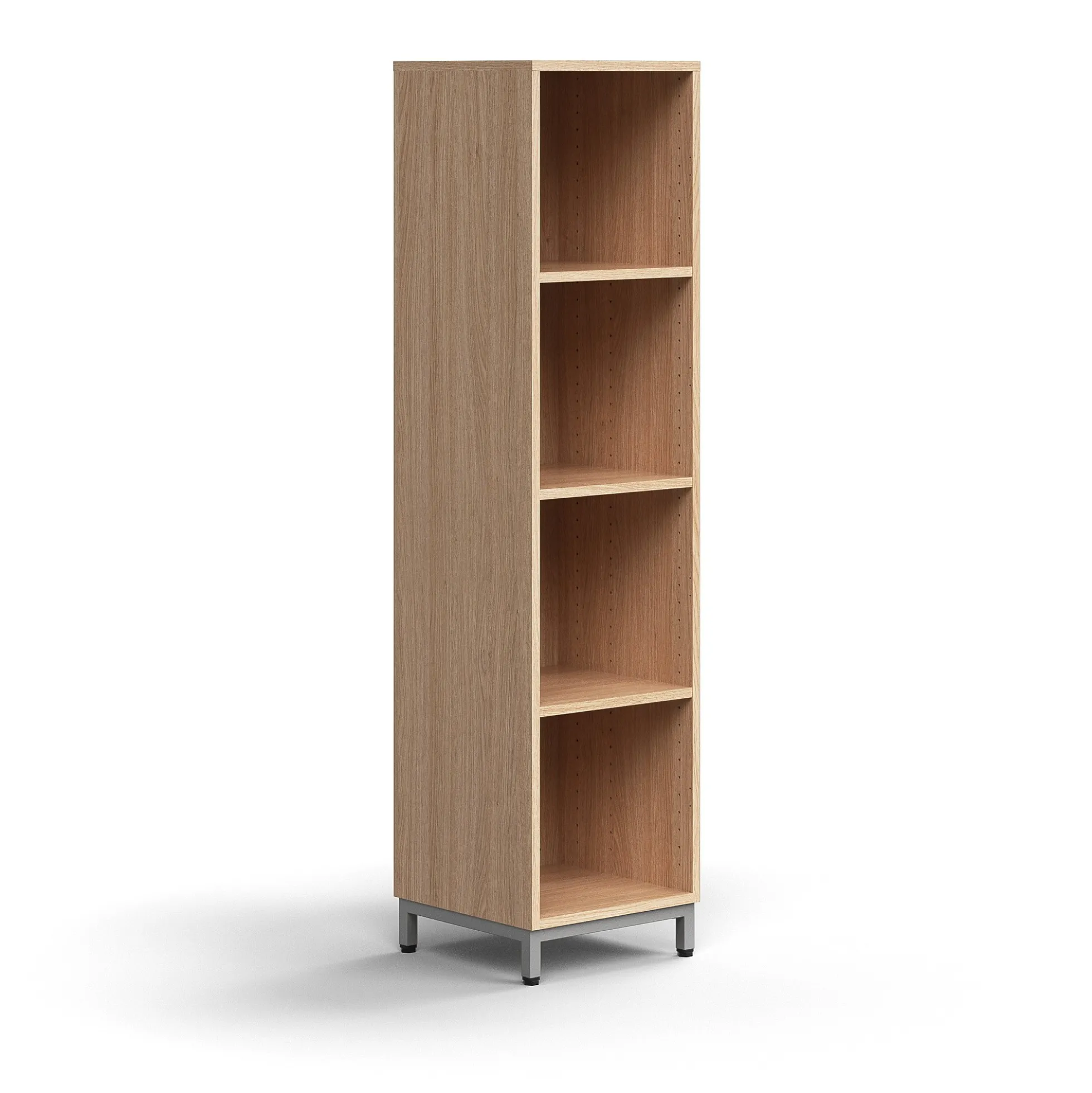Kirjahylly QBUS 3 hyllytasoa, jalusta, 1636x400x400 mm, hopeanharmaa, tammi
