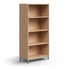 Kirjahylly QBUS 3 hyllytasoa, jalusta, 1636x800x400 mm, hopeanharmaa, tammi