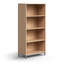 Kirjahylly QBUS 3 hyllytasoa, jalusta, 1636x800x400 mm, hopeanharmaa, tammi