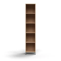 Kirjahylly QBUS 4 hyllytasoa, jalusta, 2020x400x400 mm, hopeanharmaa, tammi