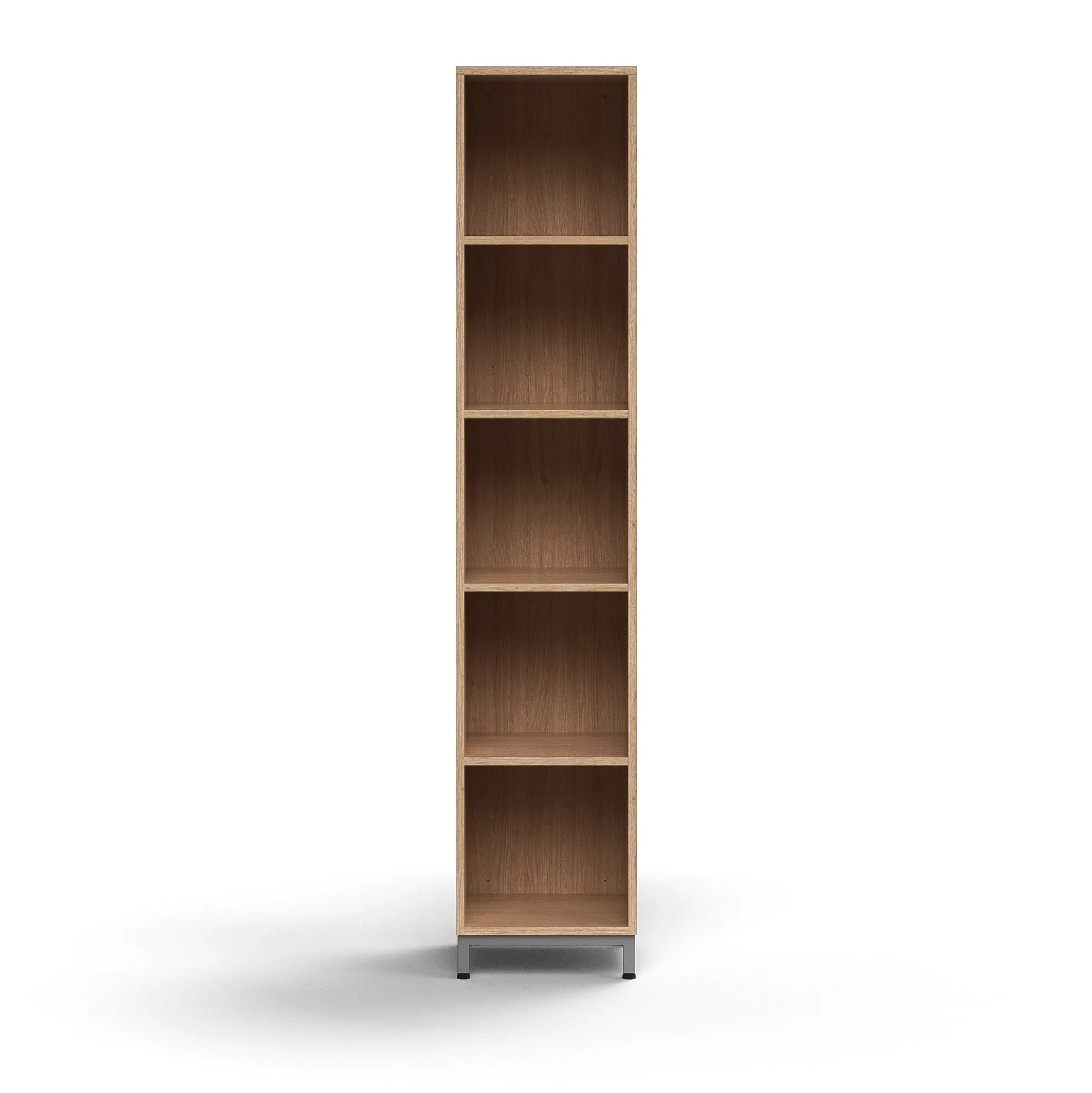 Kirjahylly QBUS 4 hyllytasoa, jalusta, 2020x400x400 mm, hopeanharmaa, tammi