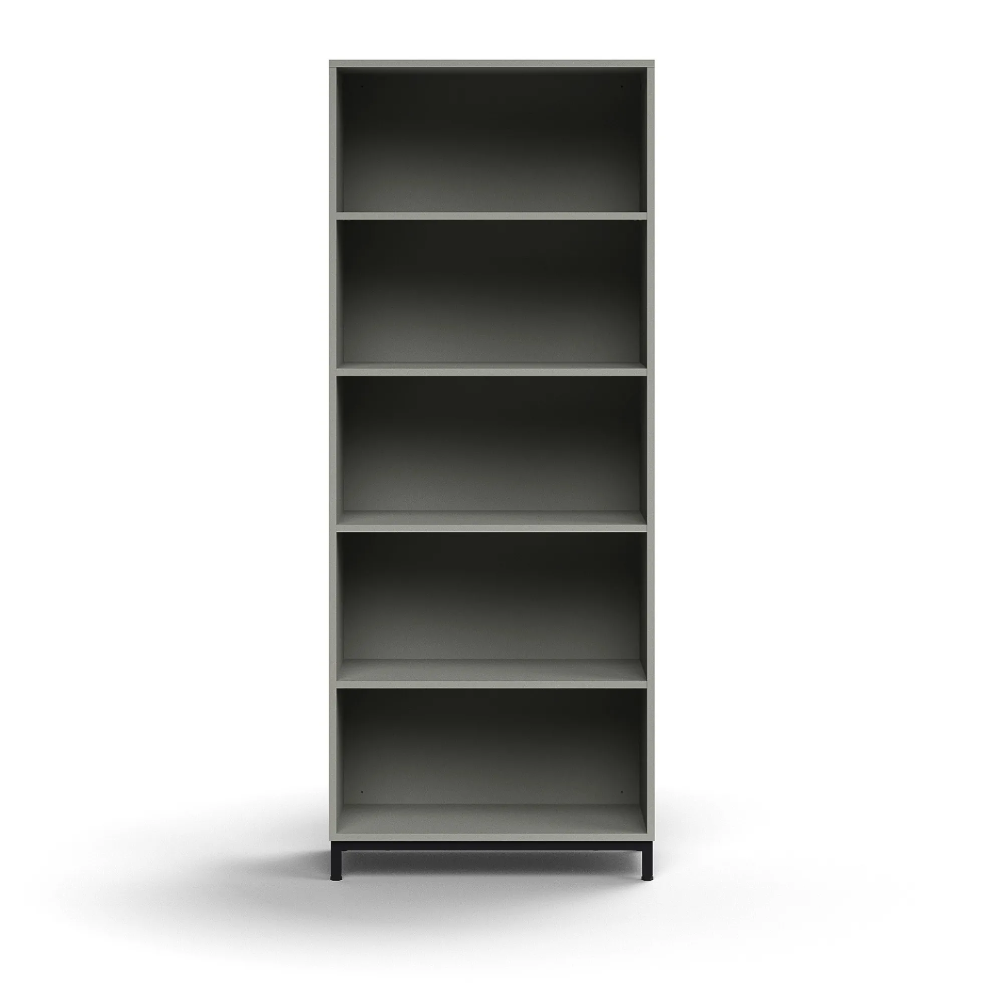 Kirjahylly QBUS 4 hyllytasoa, jalusta, 2020x800x400 mm, musta, vaaleanharmaa