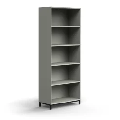 Kirjahylly QBUS 4 hyllytasoa, jalusta, 2020x800x400 mm, musta, vaaleanharmaa
