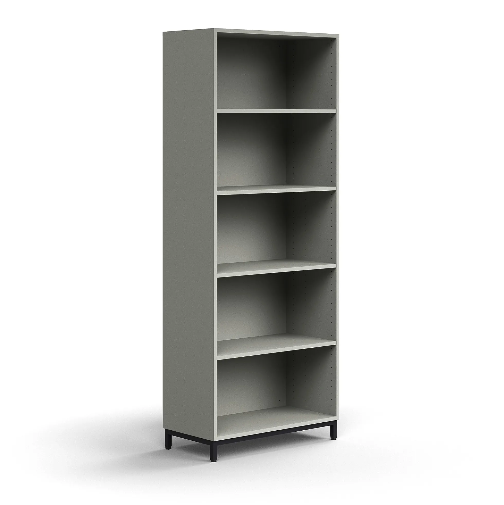 Kirjahylly QBUS 4 hyllytasoa, jalusta, 2020x800x400 mm, musta, vaaleanharmaa