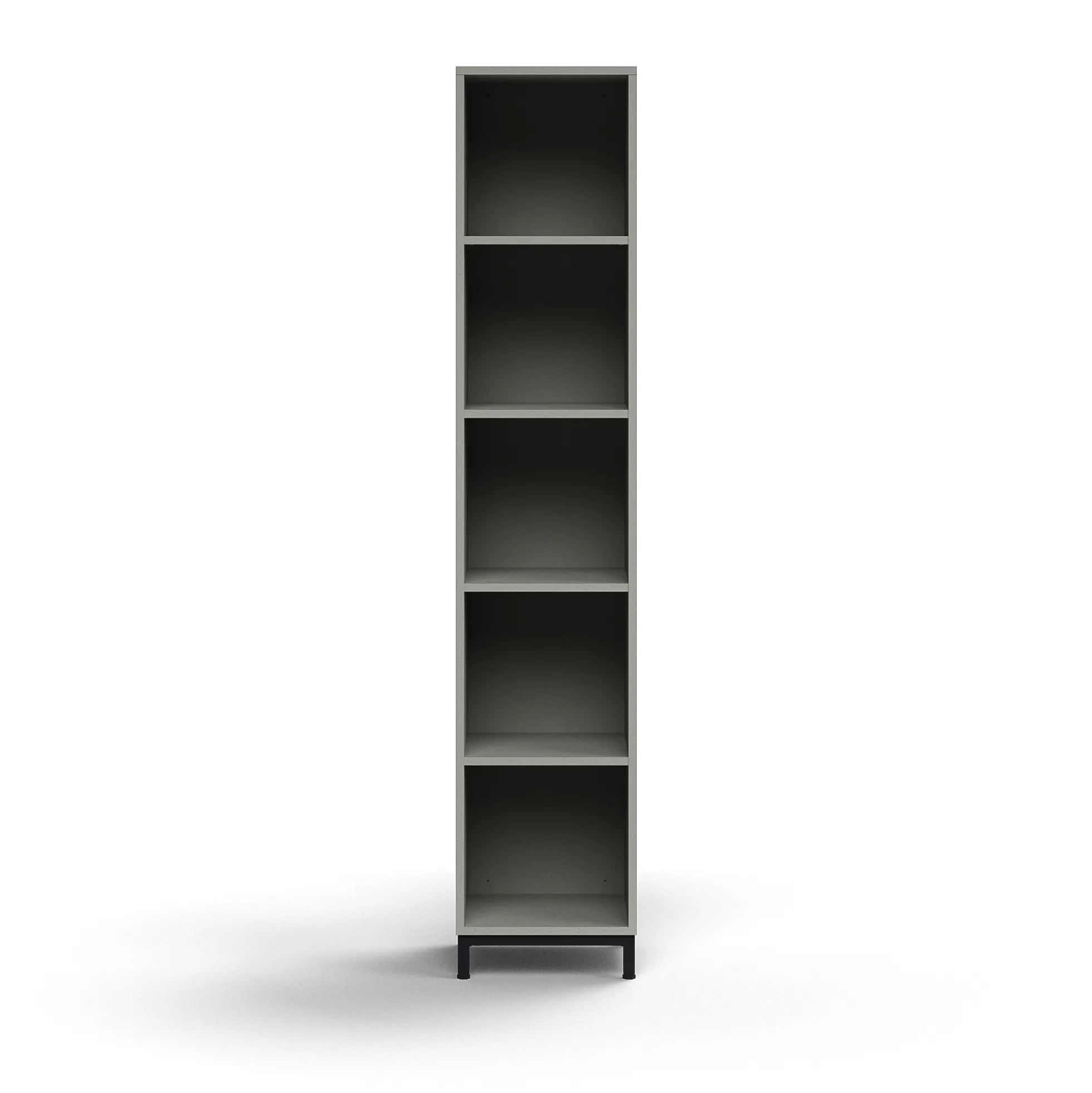 Kirjahylly QBUS 4 hyllytasoa, jalusta, 2020x400x400 mm, musta, vaaleanharmaa