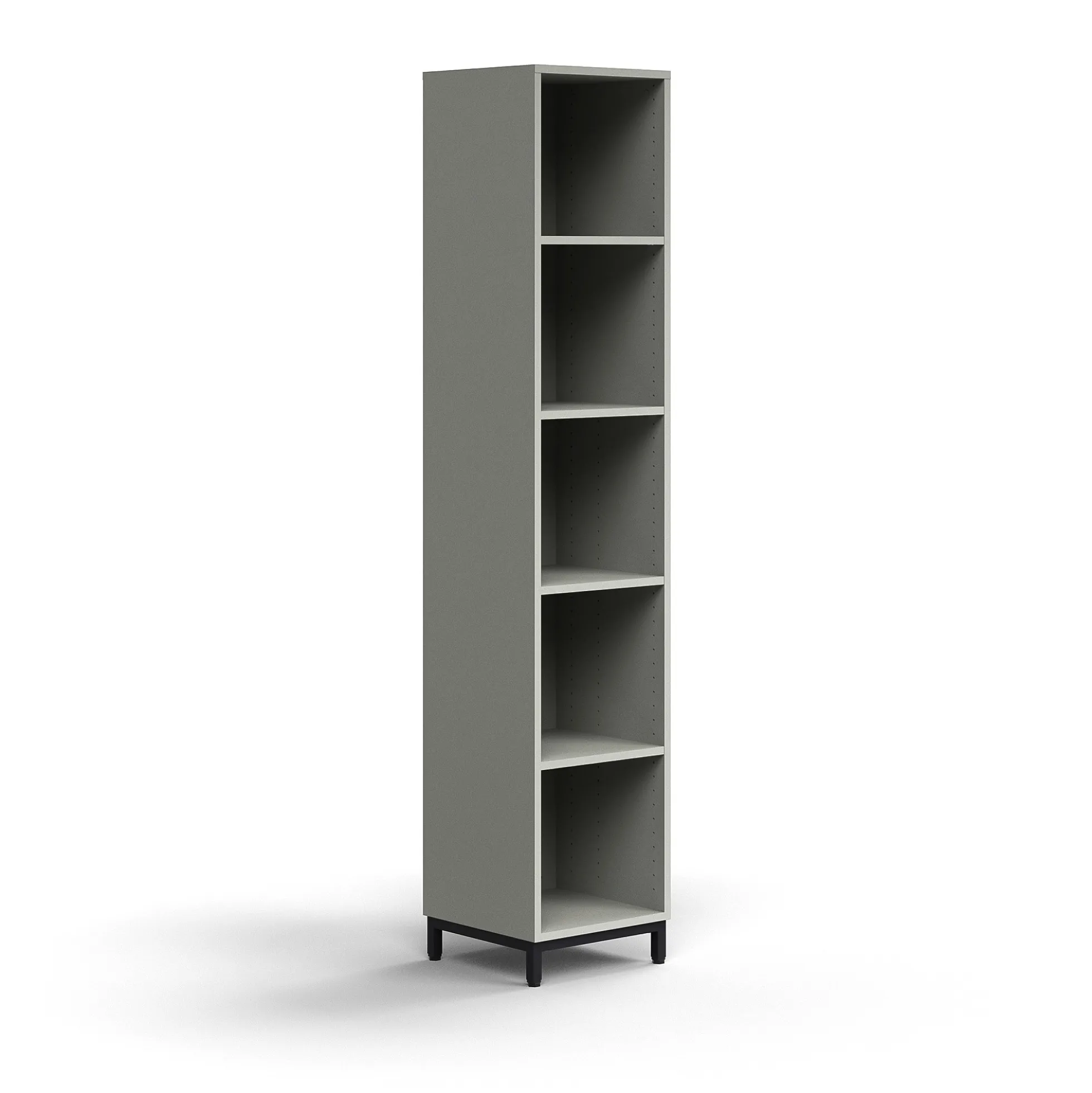 Kirjahylly QBUS 4 hyllytasoa, jalusta, 2020x400x400 mm, musta, vaaleanharmaa