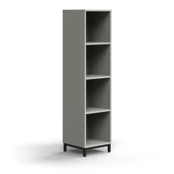 Kirjahylly QBUS 3 hyllytasoa, jalusta, 1636x400x400 mm, musta, vaaleanharmaa