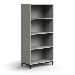 Kirjahylly QBUS 3 hyllytasoa, jalusta, 1636x800x400 mm, musta, vaaleanharmaa