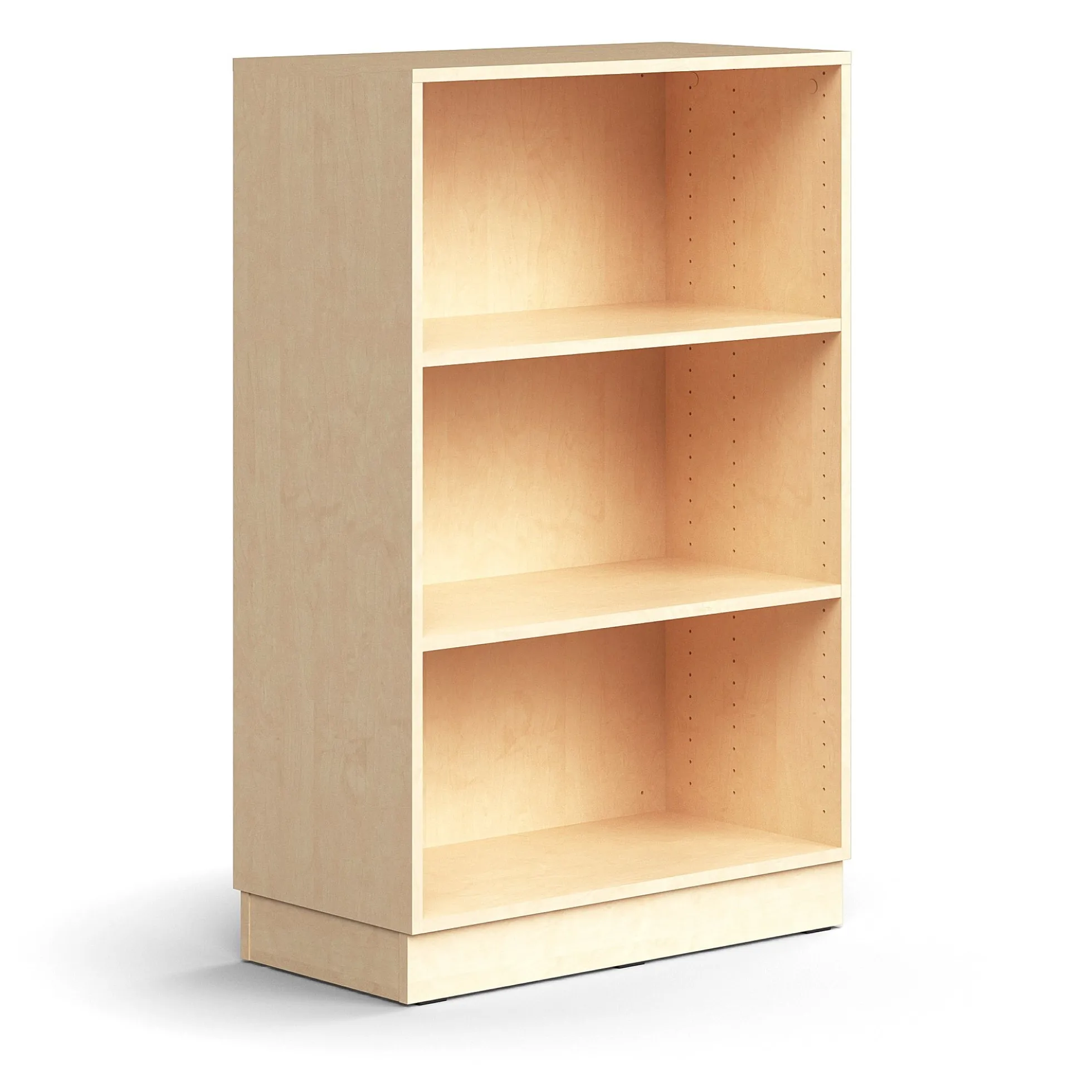 Kirjahylly QBUS 2 hyllytasoa, sokkeli, 1252x800x400 mm, koivu