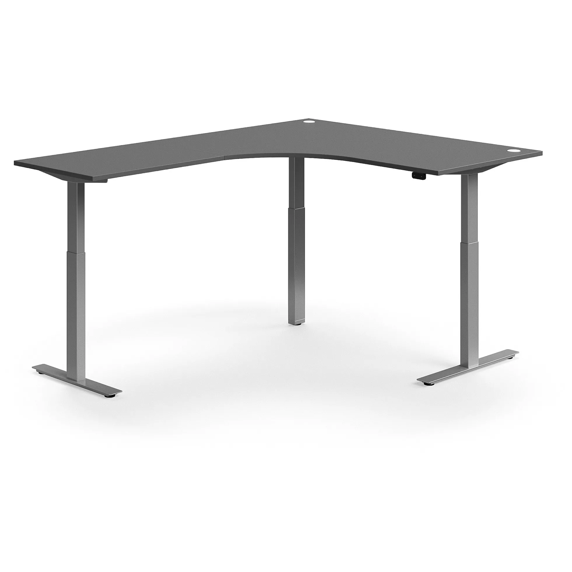 Kulmasähköpöytä FLEXUS 1600x2000 mm, hopeanharmaa jalusta, harmaa
