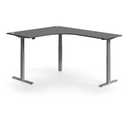 Kulmasähköpöytä FLEXUS 1600x2000 mm, hopeanharmaa jalusta, harmaa