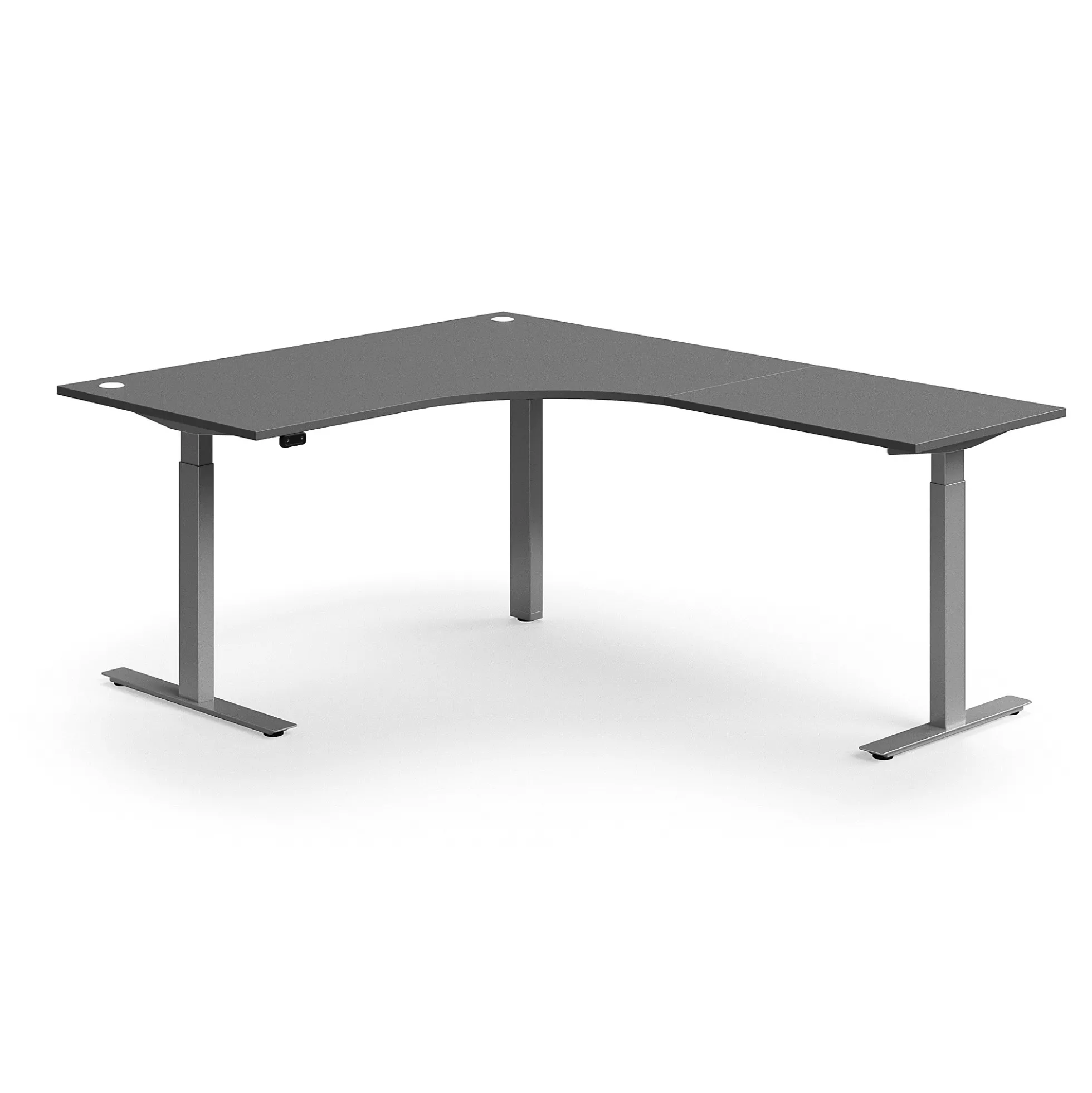 Kulmasähköpöytä FLEXUS 1600x2000 mm, hopeanharmaa jalusta, harmaa