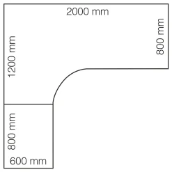 Kulmasähköpöytä FLEXUS 2000x2000 mm, hopeanharmaa jalusta, harmaa
