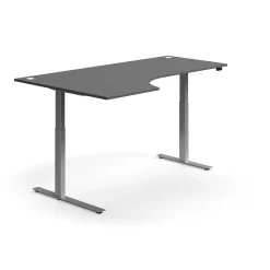 Kulmasähköpöytä FLEXUS 2000x1200 mm, hopeanharmaa jalusta, harmaa