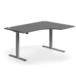 Kulmasähköpöytä FLEXUS 1600x1200 mm, hopeanharmaa jalusta, harmaa