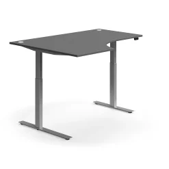Kulmasähköpöytä FLEXUS 1600x1200 mm, hopeanharmaa jalusta, harmaa