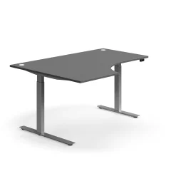 Kulmasähköpöytä FLEXUS 1600x1200 mm, hopeanharmaa jalusta, harmaa