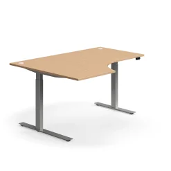Kulmasähköpöytä FLEXUS 1600x1200 mm, hopeanharmaa jalusta, pyökki