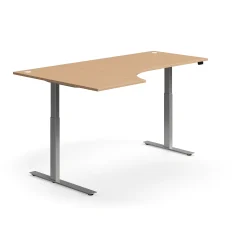 Kulmasähköpöytä FLEXUS 2000x1200 mm, hopeanharmaa jalusta, pyökki