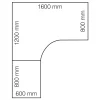 Kulmasähköpöytä FLEXUS 1600x2000 mm, hopeanharmaa jalusta, valkoinen