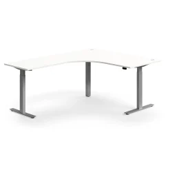 Kulmasähköpöytä FLEXUS 1600x2000 mm, hopeanharmaa jalusta, valkoinen