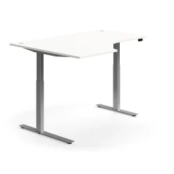 Kulmasähköpöytä FLEXUS 1600x1200 mm, hopeanharmaa jalusta, valkoinen