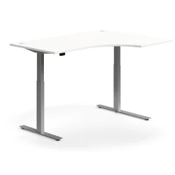 Kulmasähköpöytä FLEXUS 1600x1200 mm, hopeanharmaa jalusta, valkoinen