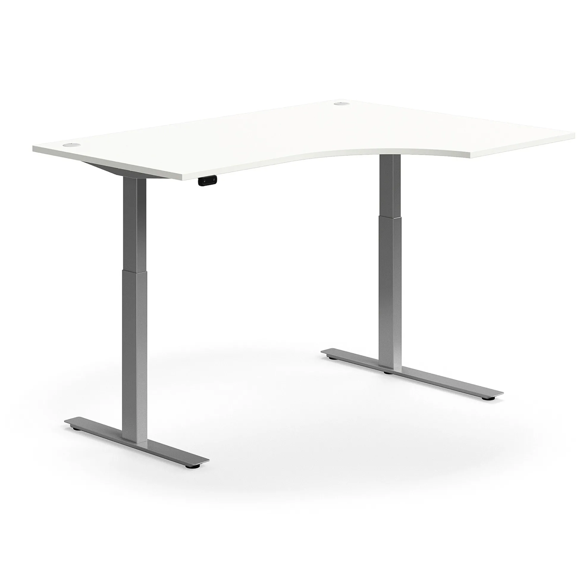 Kulmasähköpöytä FLEXUS 1600x1200 mm, hopeanharmaa jalusta, valkoinen
