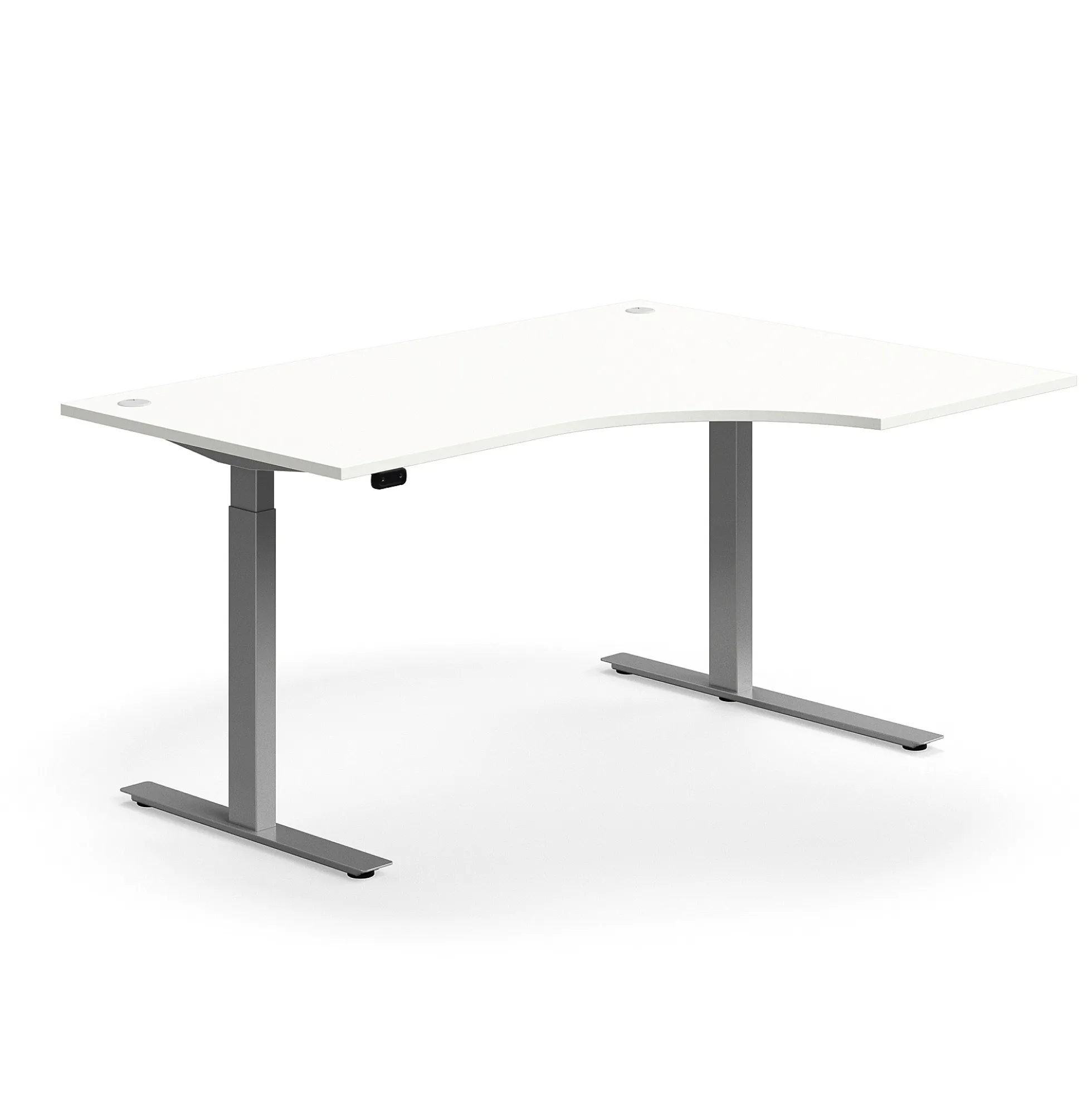 Kulmasähköpöytä FLEXUS 1600x1200 mm, hopeanharmaa jalusta, valkoinen